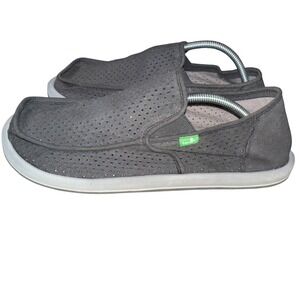 Sanuk Vagabond Perf Slip On Loafers Size 11 Gray Perforated Canvas Casual Shoes